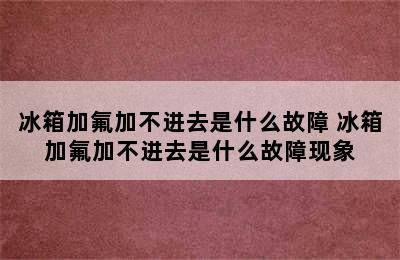 冰箱加氟加不进去是什么故障 冰箱加氟加不进去是什么故障现象